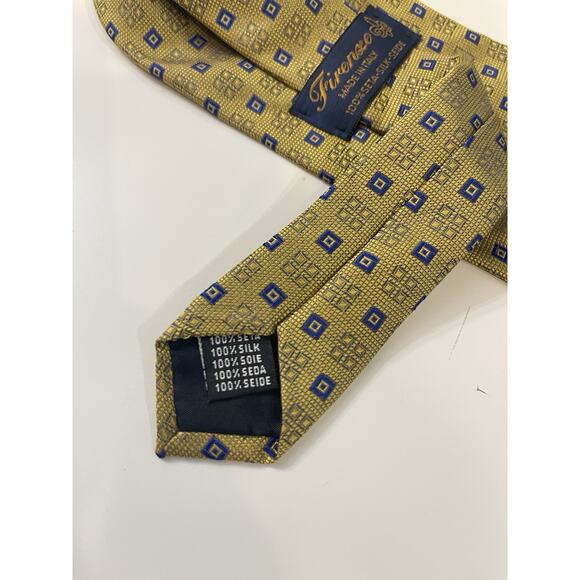 Firenze 100% Seta Silk Made in Italy Neck Tie Gold - Picture 4 of 4